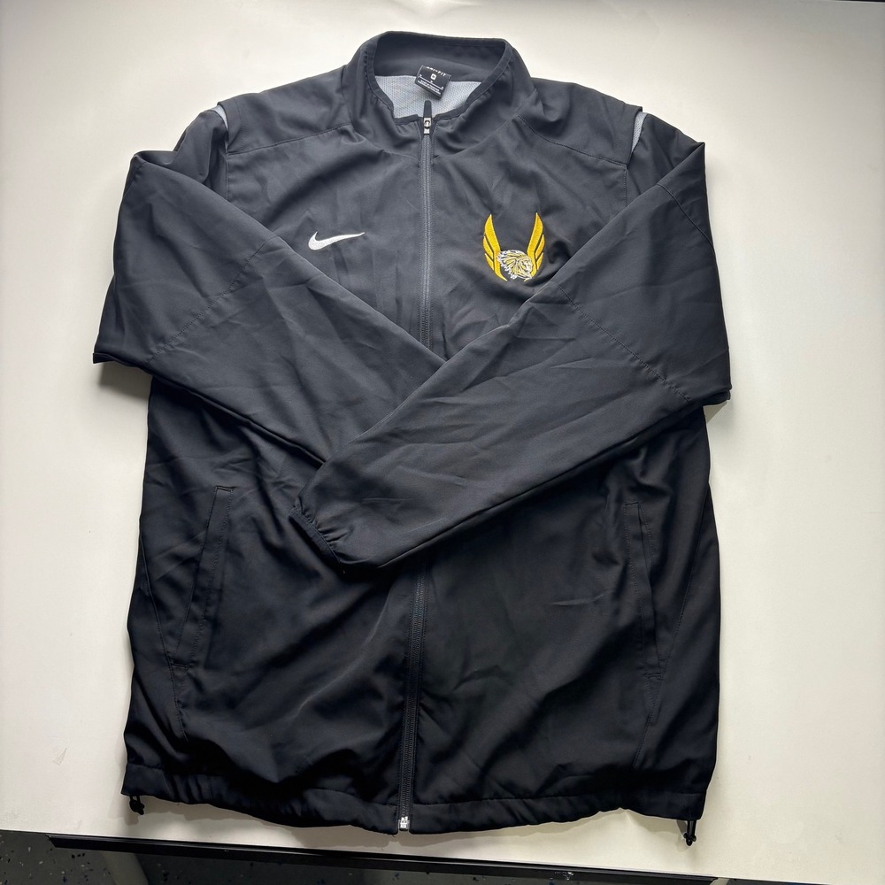 Nike Dri Fit Men's Medium Track Jacket Black Tiger Logo Athletic Zip Up‎ Size M